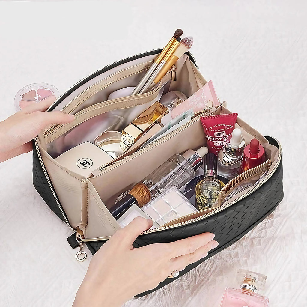 Trousse à cosmétiques femme en similicuir imperméable, 23 cm