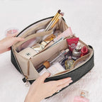 Trousse à cosmétiques femme en similicuir imperméable, 23 cm