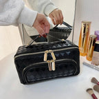 Trousse de toilette femme en similicuir, grand volume 24 x 12 x 12 cm