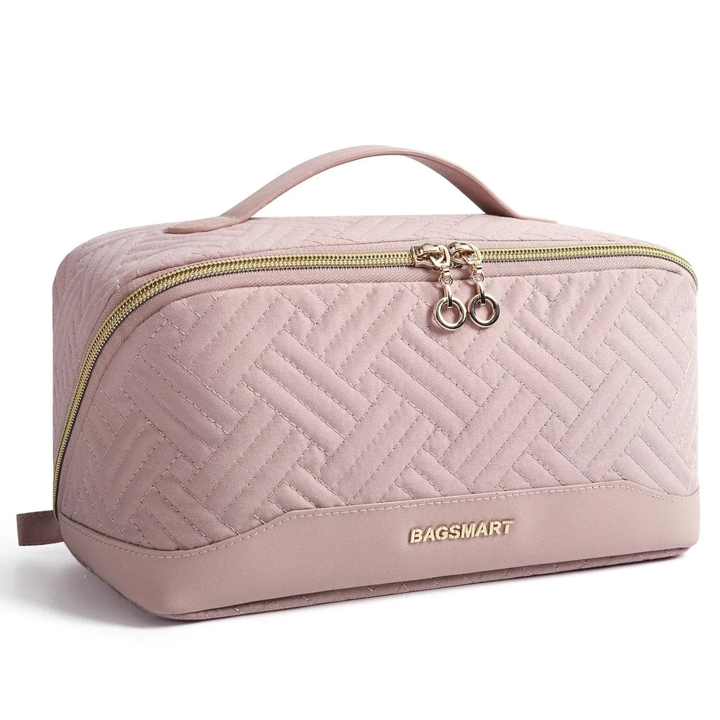 Trousse à cosmétiques femme en similicuir imperméable, 23 cm, rose