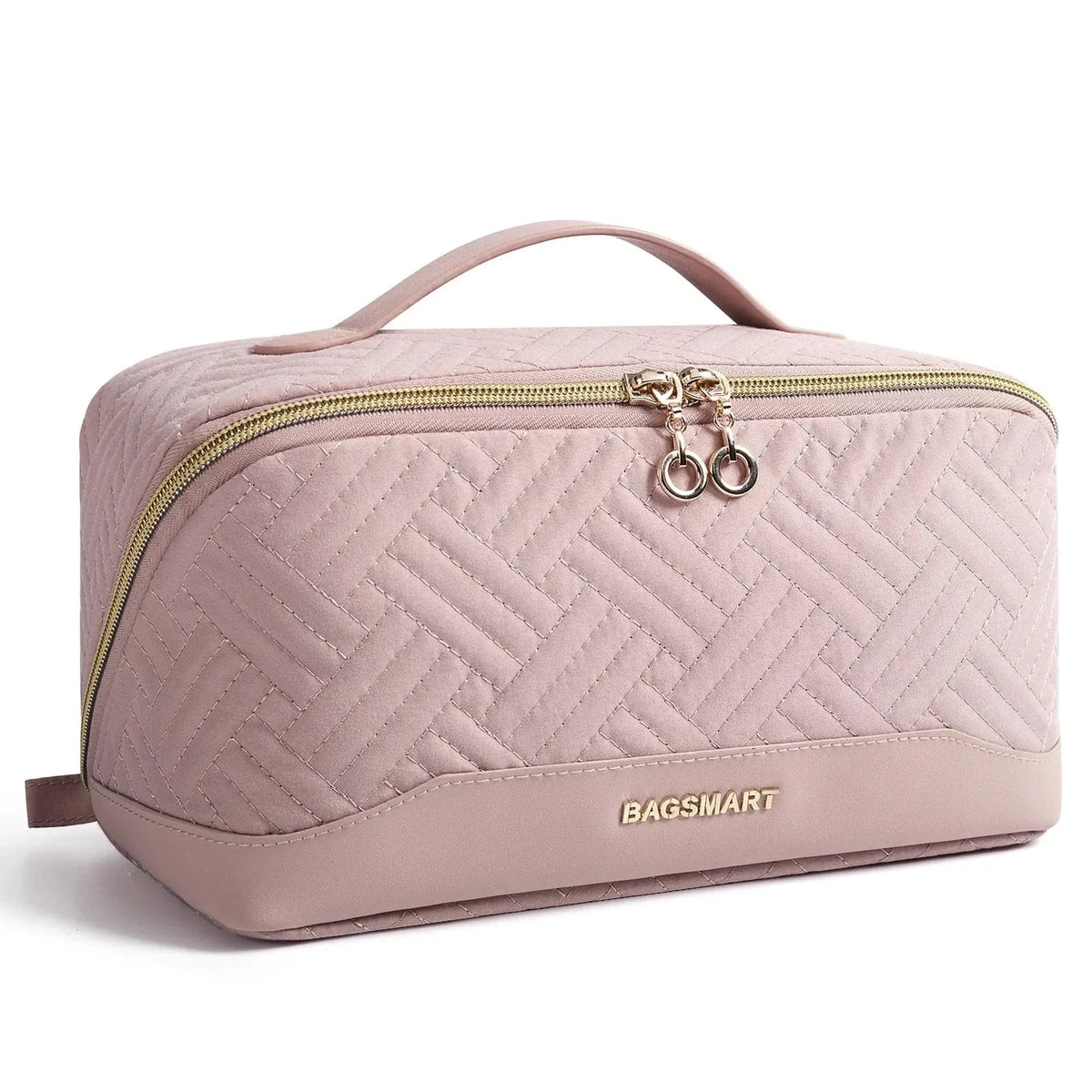 Trousse à cosmétiques femme en similicuir imperméable, 23 cm, rose