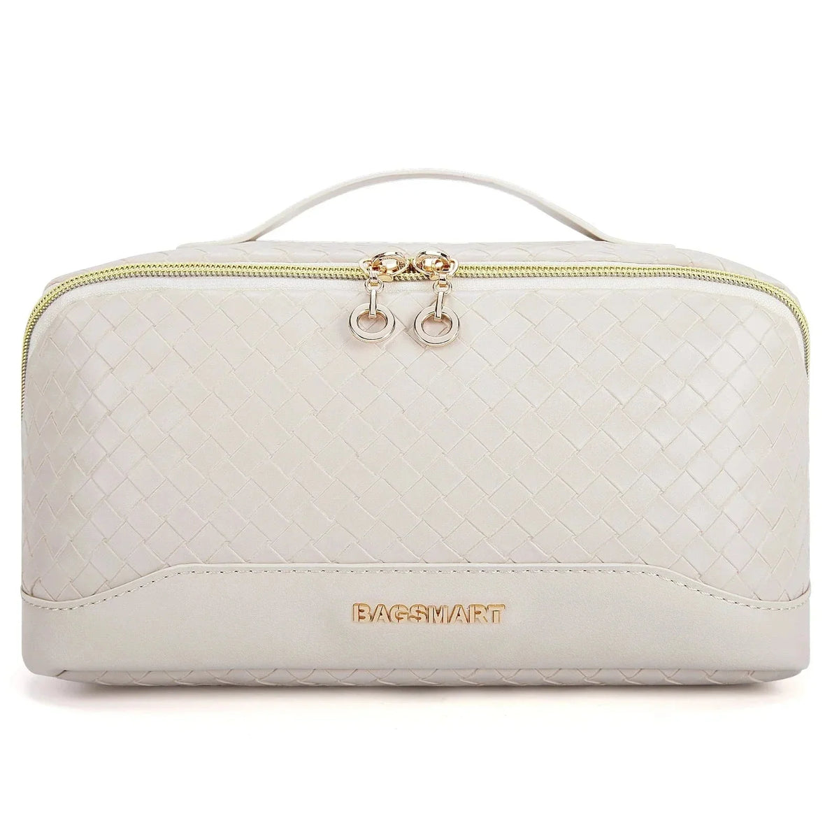 Trousse à cosmétiques femme en similicuir imperméable, 23 cm, blanc