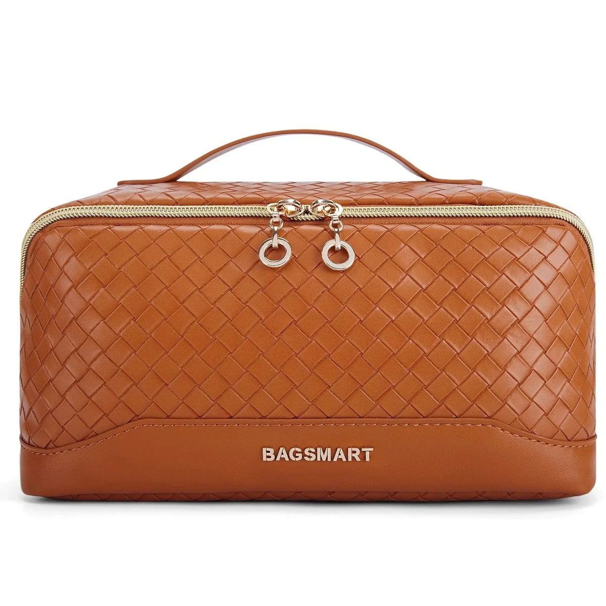 Trousse à cosmétiques femme en similicuir imperméable, 23 cm, marron