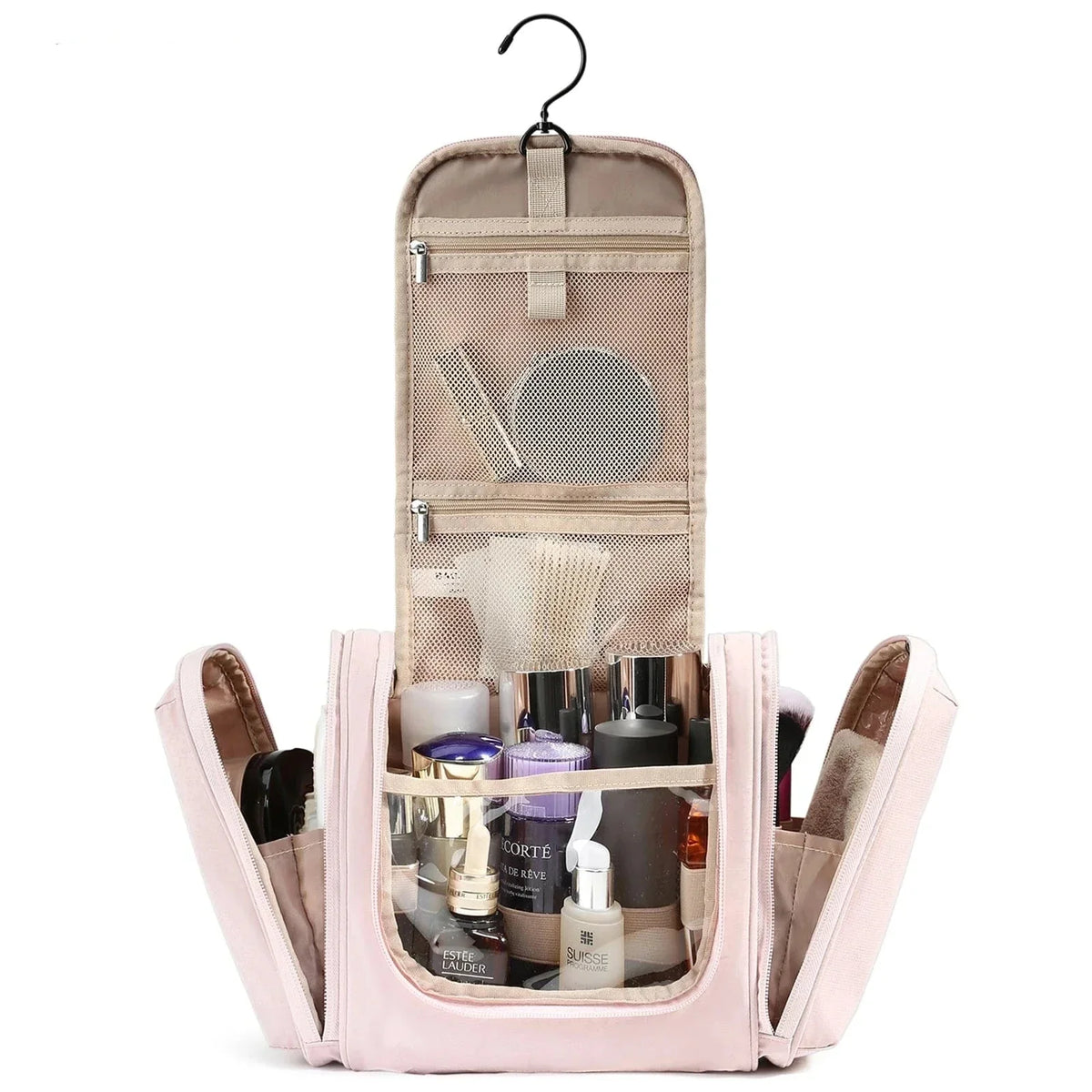 Trousse de toilette femme en similicuir, crochet de suspension