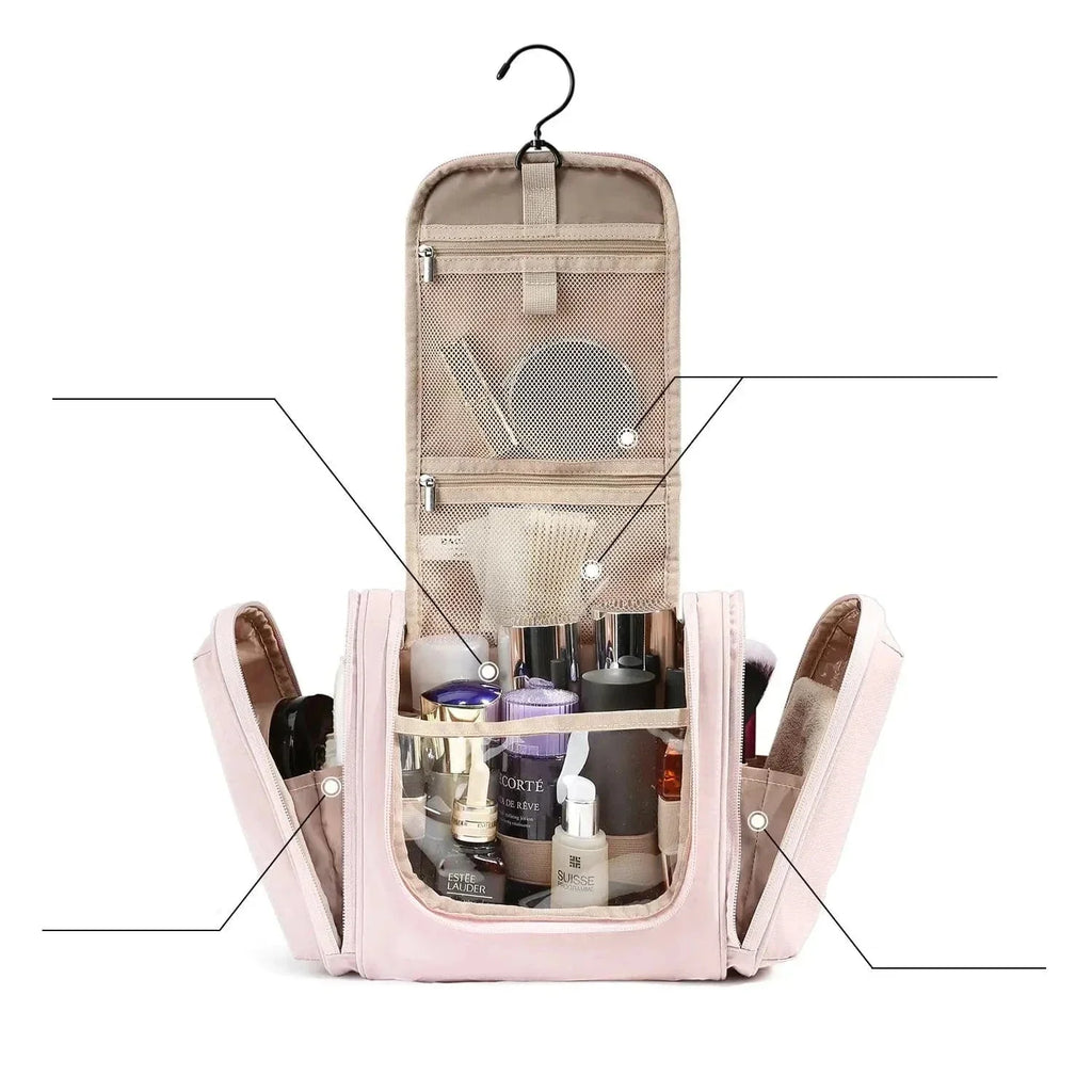 Trousse de toilette femme en similicuir, crochet de suspension