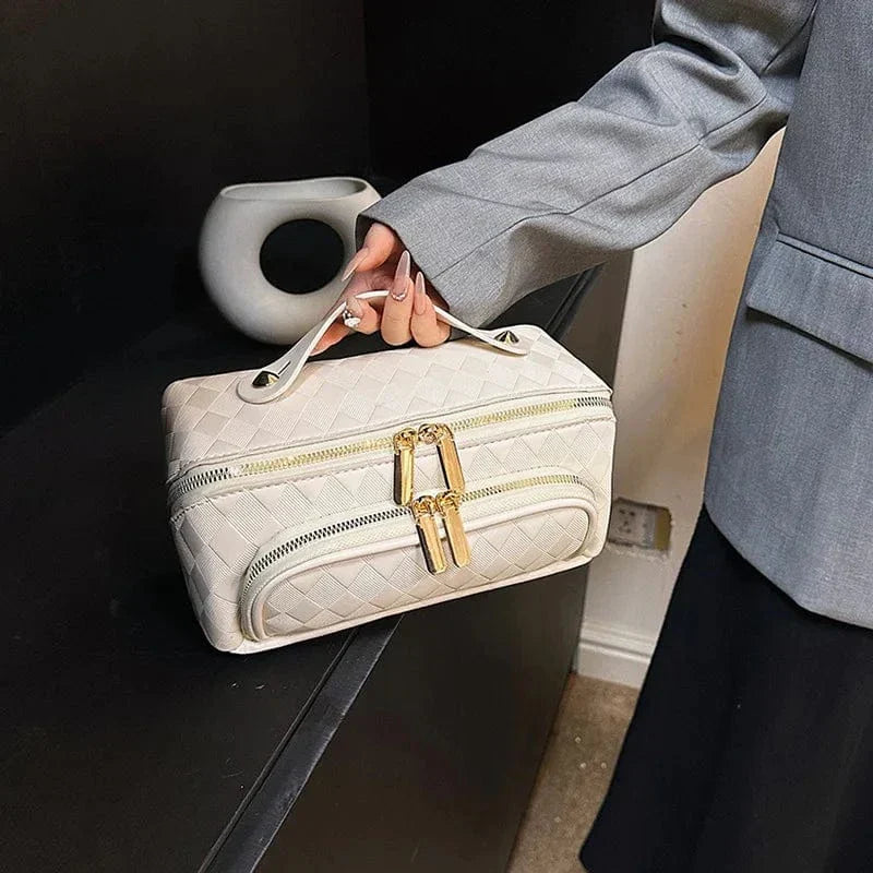 Trousse de toilette femme en similicuir, grand volume 24 x 12 x 12 cm