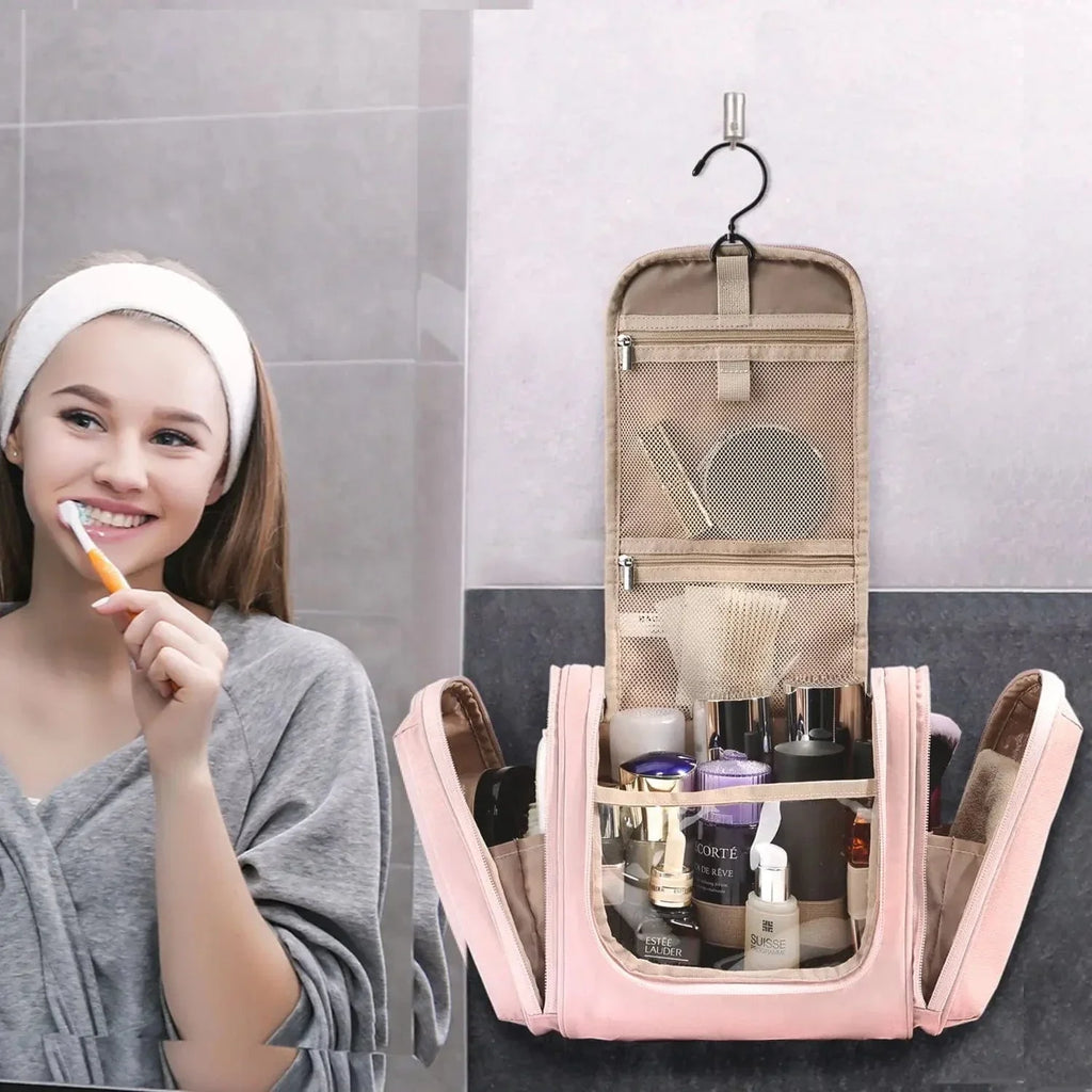 Trousse de toilette femme en similicuir, crochet de suspension