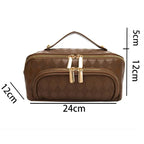 Trousse de toilette femme en similicuir, grand volume 24 x 12 x 12 cm