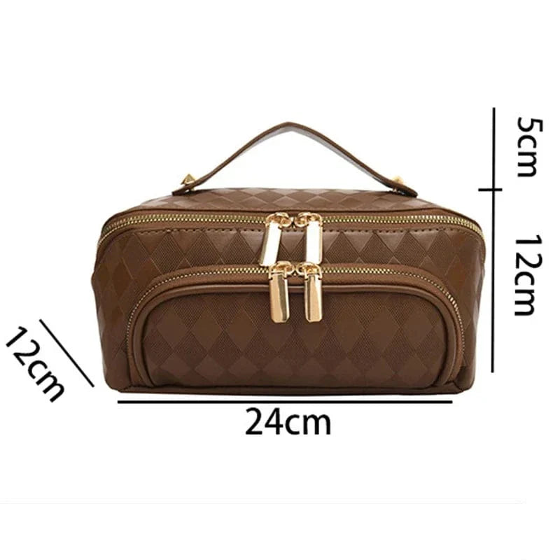Trousse de toilette femme en similicuir, grand volume 24 x 12 x 12 cm