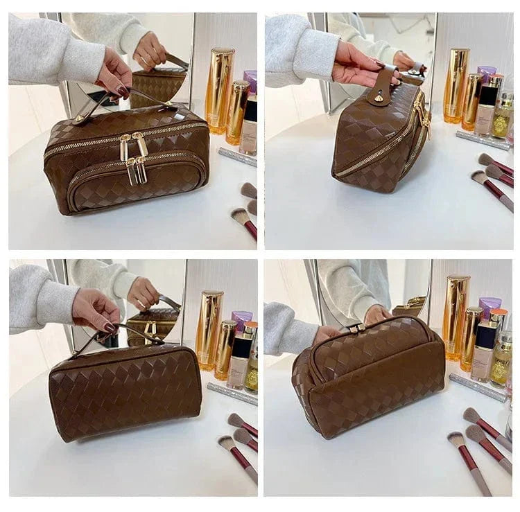 Trousse de toilette femme en similicuir, grand volume 24 x 12 x 12 cm