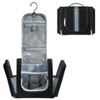 Trousse de toilette femme en similicuir, crochet de suspension, noir grand format