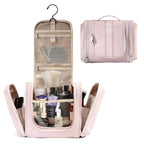 Trousse de toilette femme en similicuir, crochet de suspension, rose