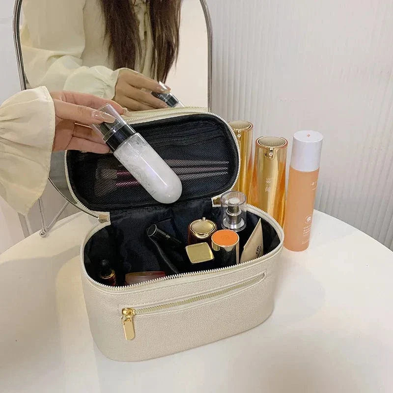 Trousse de toilette femme en similicuir à double zip, six coloris
