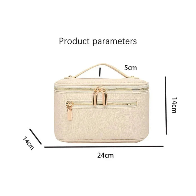 Trousse de toilette femme en similicuir à double zip, six coloris