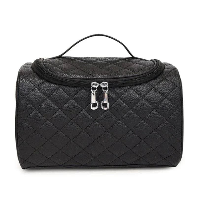 Trousse de toilette noire femme en similicuir, taille S ou M