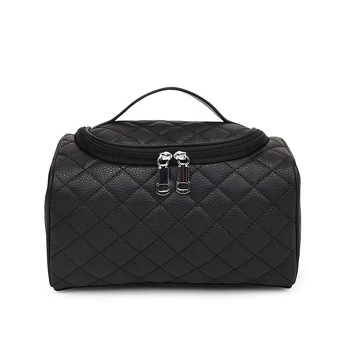 Trousse de toilette noire femme en similicuir, taille S ou M