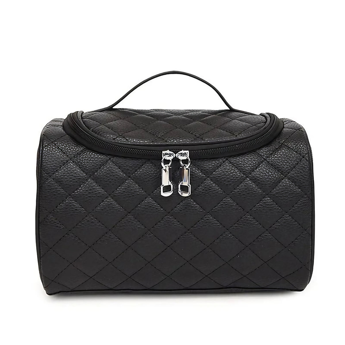 Trousse de toilette noire femme en similicuir, taille S ou M