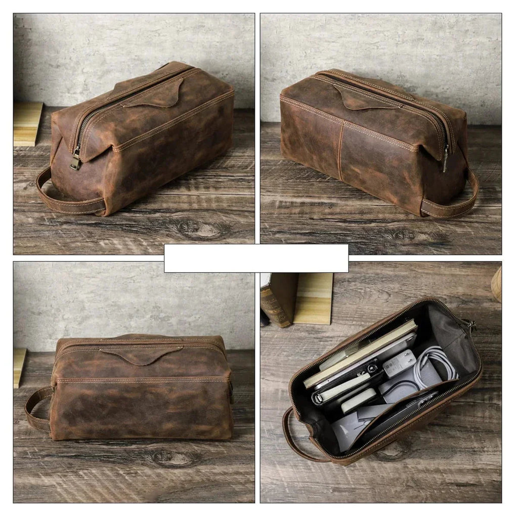Trousse de toilette homme grand format 30,5 cm, coloris café