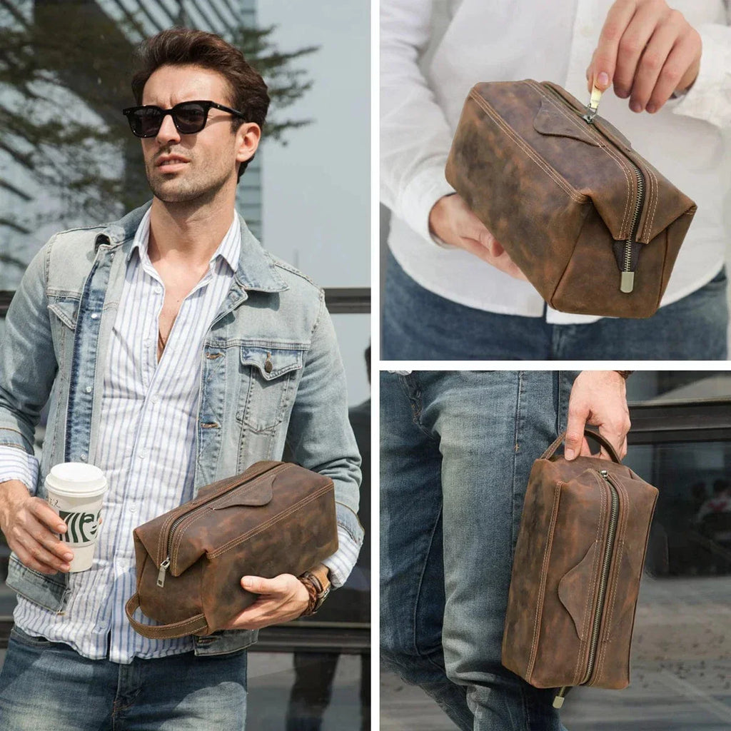 Trousse de toilette homme grand format 30,5 cm, coloris café