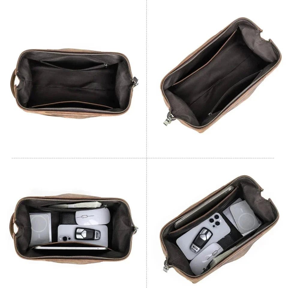 Trousse de toilette homme grand format 30,5 cm, coloris café