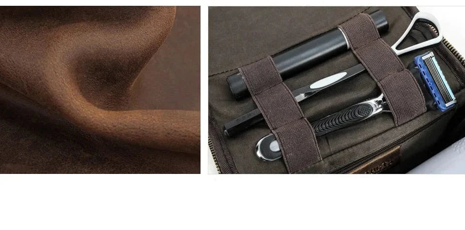 Trousse de toilette homme café, personnalisable avec un nom