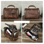 Trousse de toilette homme café, personnalisable avec un nom