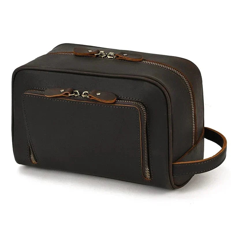 Trousse de toilette homme de voyage, 26 x 17 x 13 cm, trois teintes, café