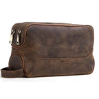 Trousse de toilette homme avec ou sans nom gravé, 27 cm, café