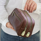 Trousse de toilette homme grand format, noir ou café