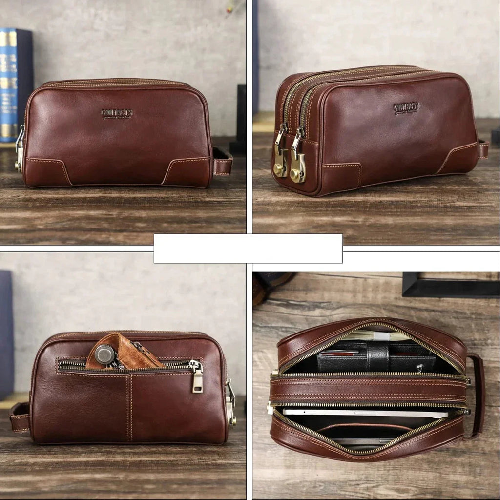Trousse de toilette homme grand format, noir ou café