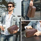Trousse de toilette homme grand format, noir ou café