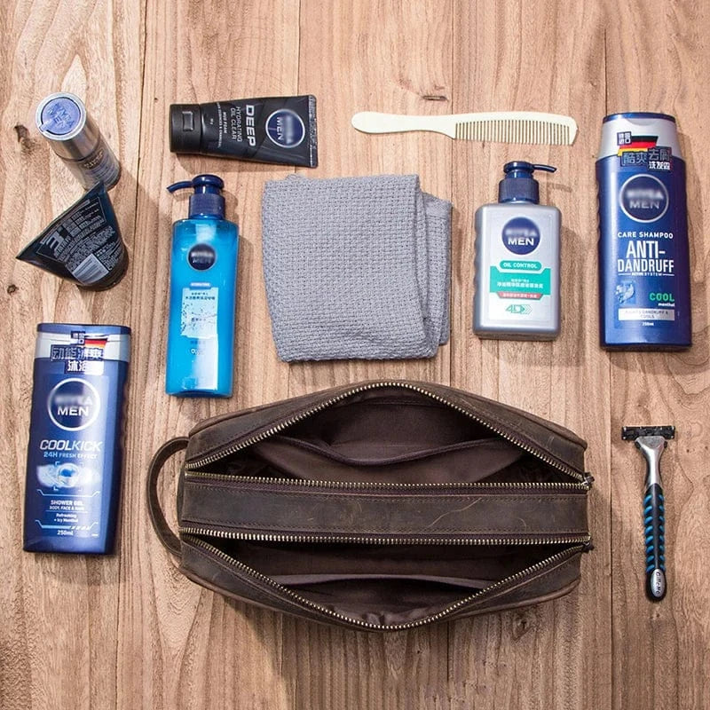 Trousse de toilette homme avec ou sans nom gravé, 27 cm