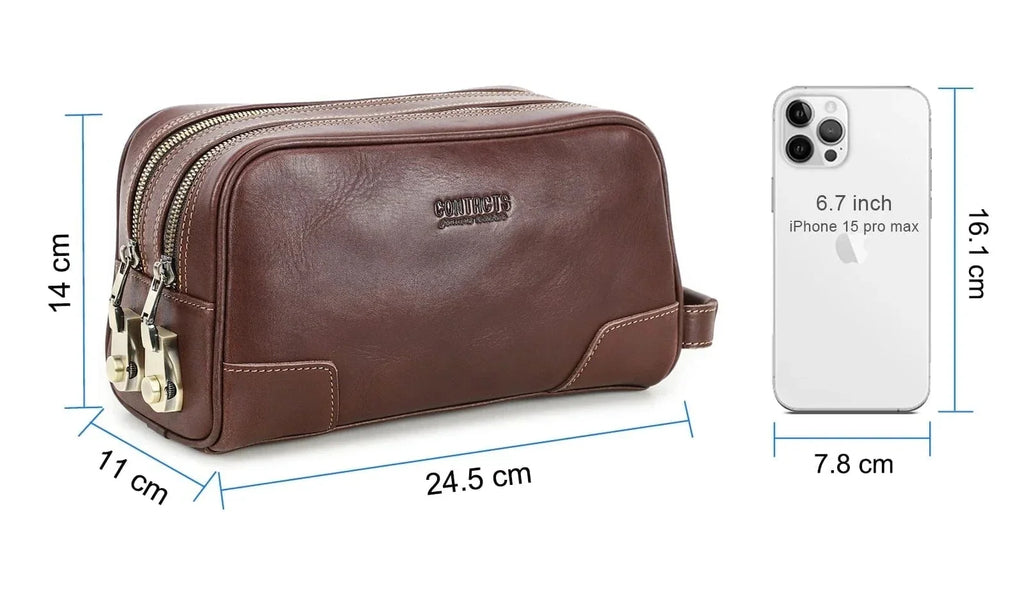 Trousse de toilette homme grand format, noir ou café