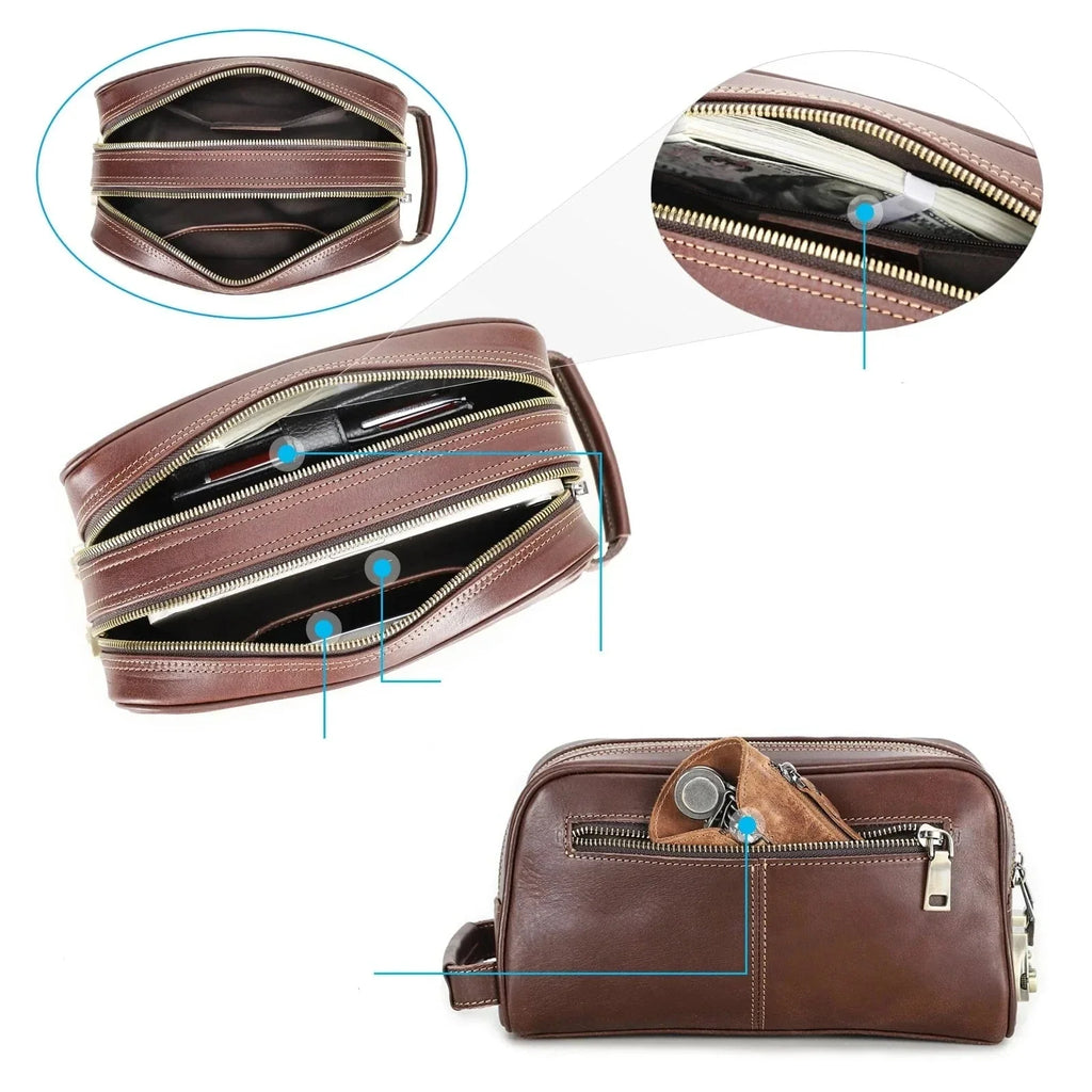 Trousse de toilette homme grand format, noir ou café
