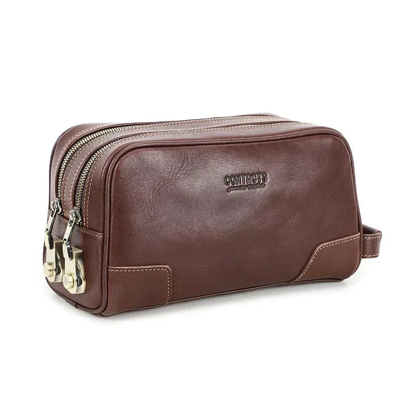 Trousse de toilette homme grand format, noir ou café, café