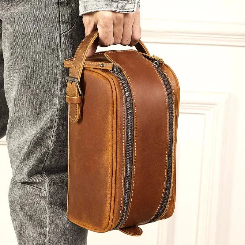 Trousse de toilette homme compacte, 350 g, marron ou café