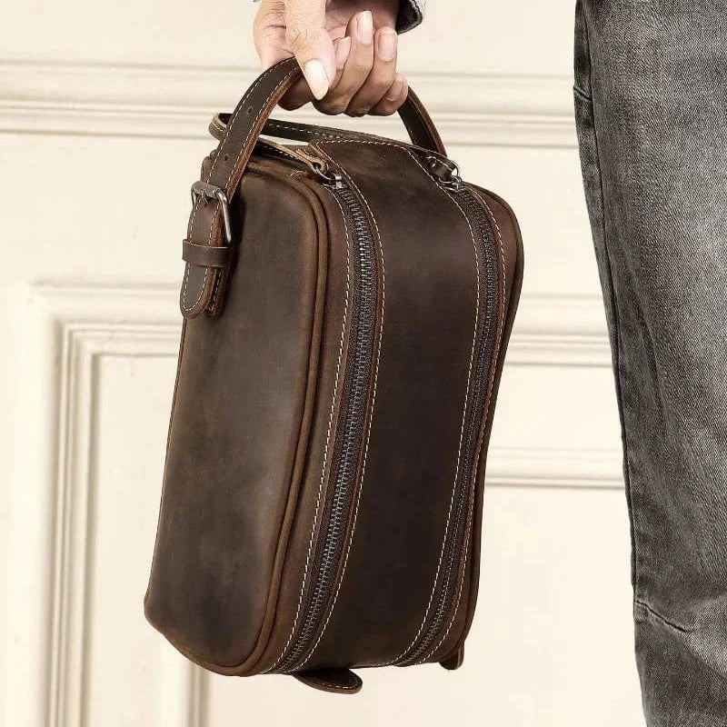 Trousse de toilette homme compacte, 350 g, marron ou café