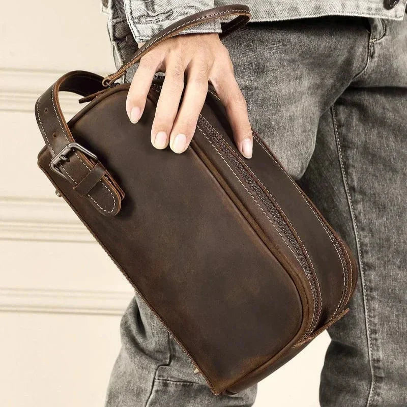 Trousse de toilette homme compacte, 350 g, marron ou café