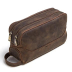 Trousse de toilette homme en cuir style vintage, 27 cm