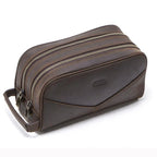 Trousse de toilette homme vintage à double fermeture éclair, café