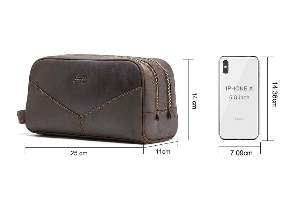 Trousse de toilette homme vintage à double fermeture éclair