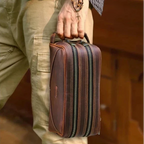 Trousse de toilette homme vintage à double fermeture éclair