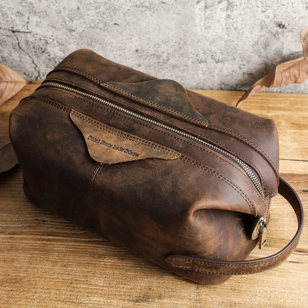 Grande trousse de toilette homme à suspendre, coloris café, café