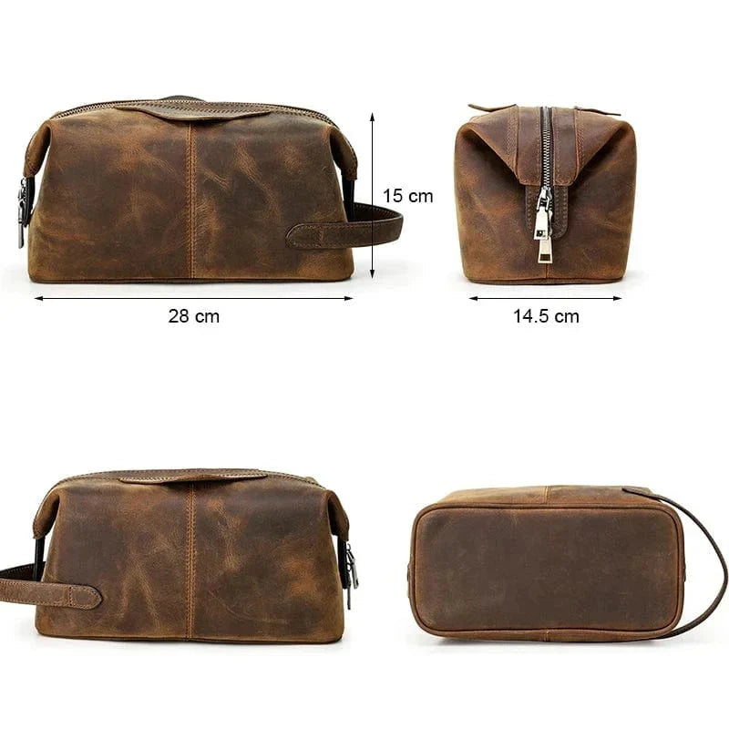 Grande trousse de toilette homme à suspendre, coloris café