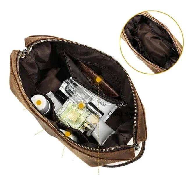 Grande trousse de toilette homme à suspendre, coloris café