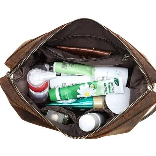 Grande trousse de toilette homme à suspendre, coloris café