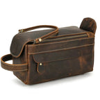 Trousse de toilette homme vintage, quatre nuances de brun