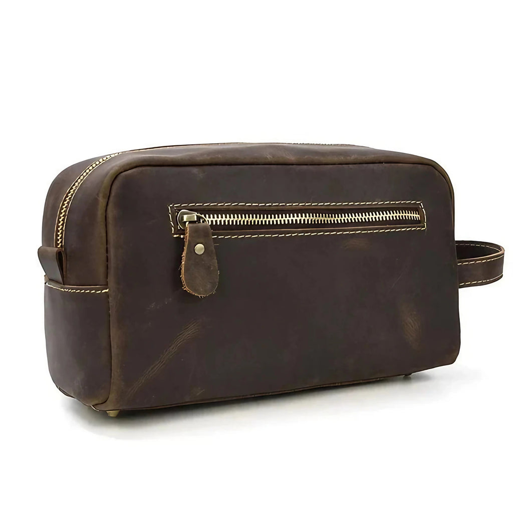 Trousse de toilette homme vintage, quatre nuances de brun, café 1