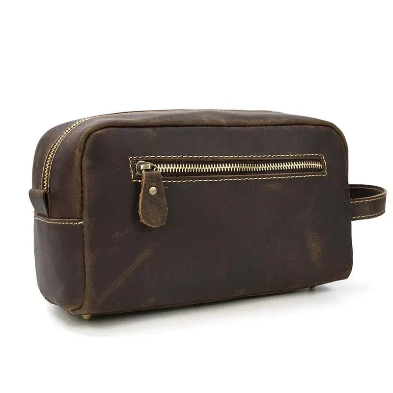 Trousse de toilette homme vintage, quatre nuances de brun, café 1