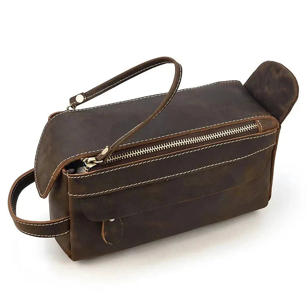 Trousse de toilette homme vintage, quatre nuances de brun, café 2